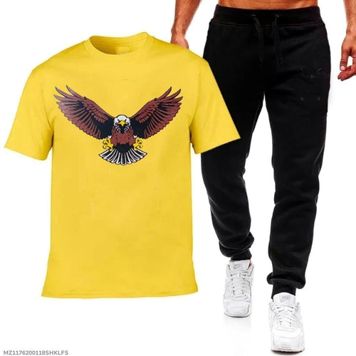 Men Cotton Eagle Print Track Suit